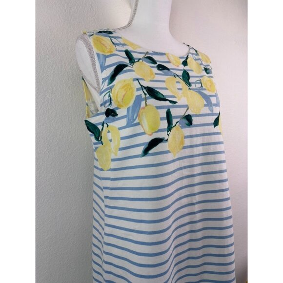 Joules women's size‎ 10 sleeveless 100% cotton lemon striped shift dress casual - Picture 3 of 8